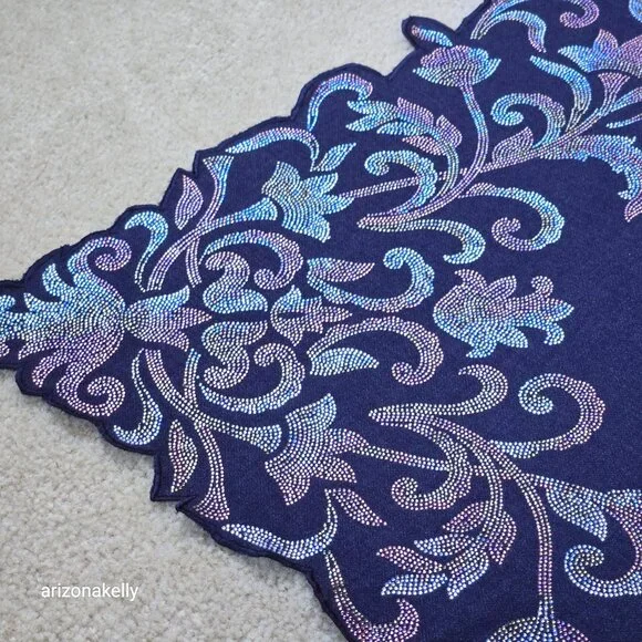 NWOT Crystal Cashmere Scarf Bedazzled Gem Sparkle Rhinestone Ahujasons - Picture 9 of 17